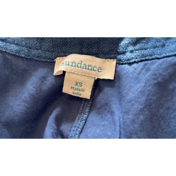 Sundance Linen Tunic Dress Size X-Small Blue Balloon Half Sleeve Pockets Lined - Picture 4 of 10